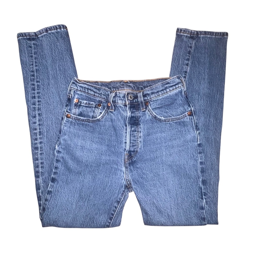 Levis 501 Original Fit Straight Leg Mid Rise Blue Denim Jeans Women's Sz W26xL30
